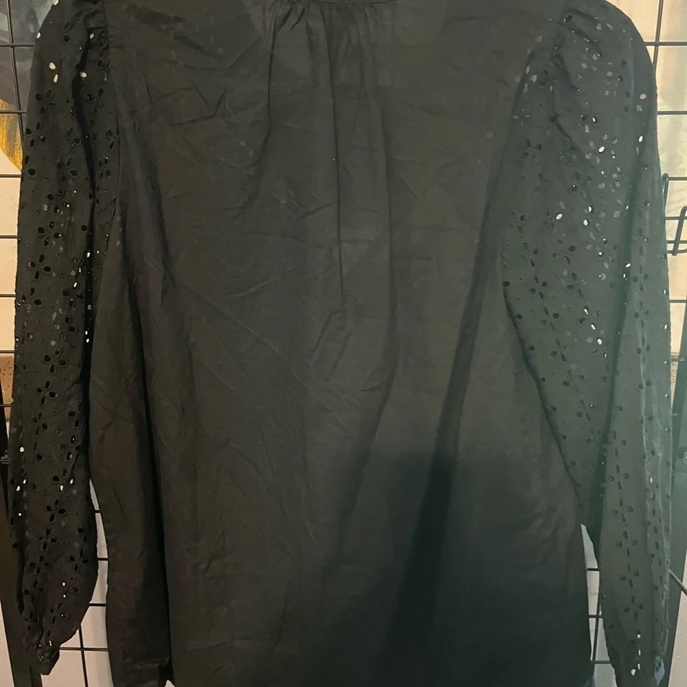 J. Crew Black Eyelet Blouse